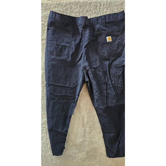 Carhartt 44x32 Navy Rugged Flex Relaxed Fit Canvas 5 Pocket Work Pant 102291 - Picture 3 of 3